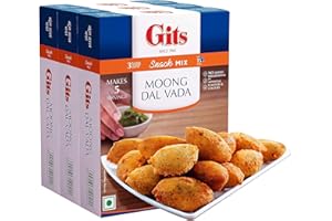 COMLINKS LLC Gits Instant Mix Box - 600gm (Pack of 3 x 200gm) | Ready to Cook Indian Breakfast/Lunch/Dinner/Snack Meal | No Artificial Colors, Flavors, Preservatives, 100% Vegetarian, Easy Recipe (Moong Dal Vada)