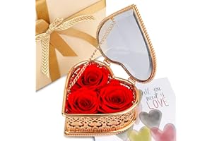 TGELATA Real Fresh Flowers Love Heart Box - Long-Lasting Preserved Roses That Last A Year - Perfect Mother's Day, Valentine's Day Gift for Her - Forever Red Roses for Women