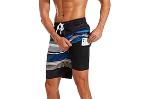 difficort Mens Swim Trunks with Compression Liner Quick Dry Bathing Suits Shorts with Zipper Pockets
