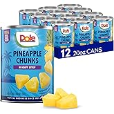 Dole Pineapple Chunks, 20 oz Can, 12 Pack | In Heavy Syrup, Canned Fruit, Rich Source of Vitamin C