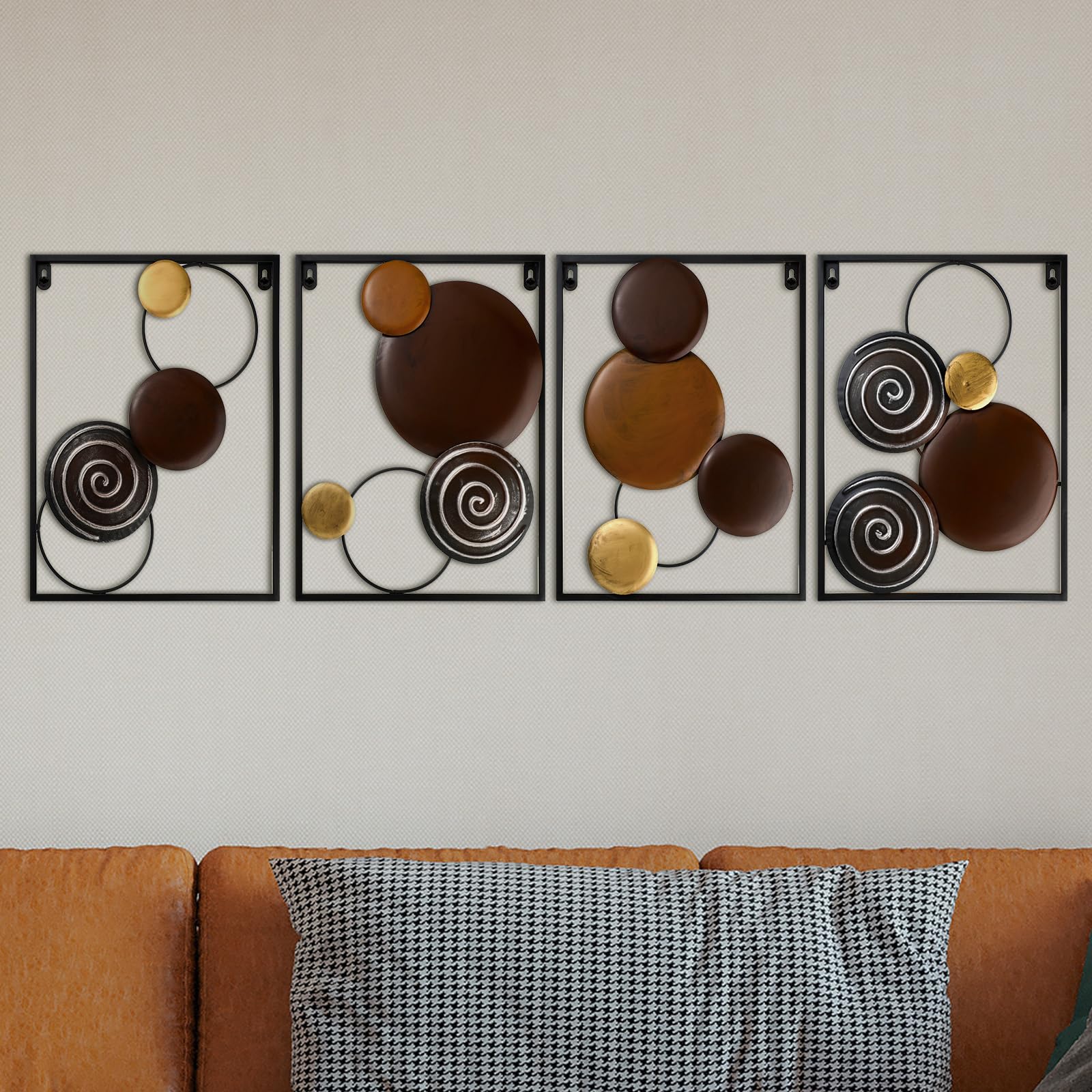 Tandefio 4 Pcs Metal Wall Art Abstract Wall Decoration Tree Branch Sign ...