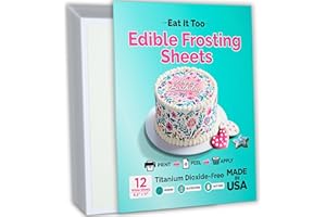 EAT IT TOO Edible Frosting Sheets Icing Paper – 8.5" x 11" – 12 Sheets – Made in USA – Easy Peel, Smooth Finish – For Cakes, Cookies & Cupcakes
