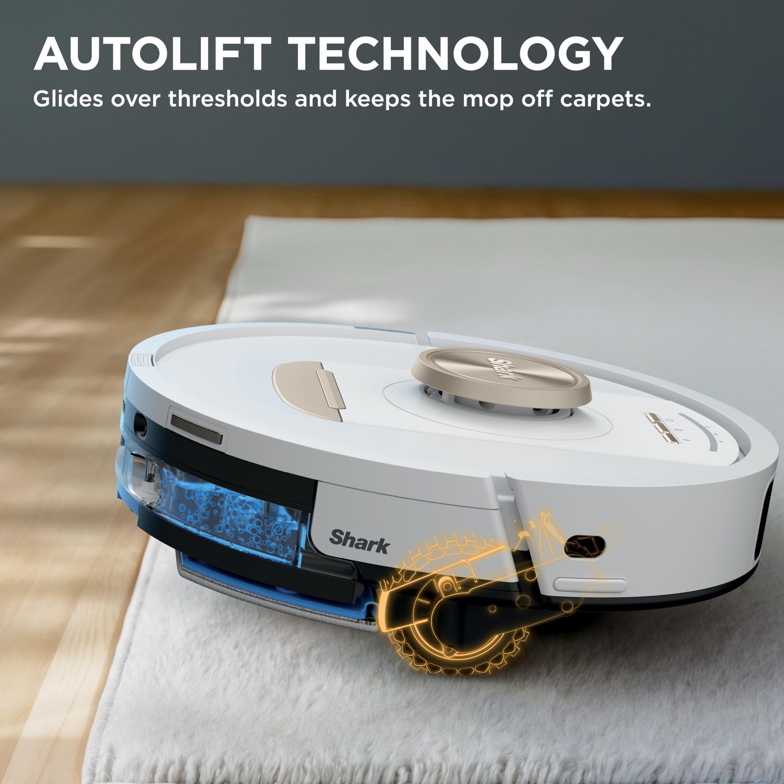 Shark Stratos 2-in-1 Robot Vacuum & Mop with 25+ Hands-Free Features & NeverTouch Self-Cleaning Base, Precision Mapping, Autolift Technology, HEPA Filtration, Edge Detect, AV2700ZE, White