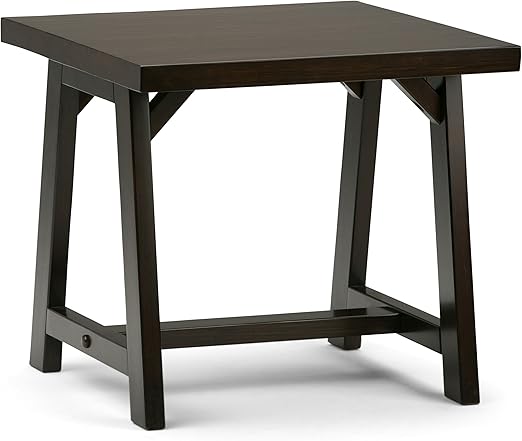 Amazon Com Simplihome Sawhorse Solid Wood 22 Inch Wide Square Modern Industrial End Side Table In Dark Chestnut Brown For The Living Room And Bedroom Furniture Decor