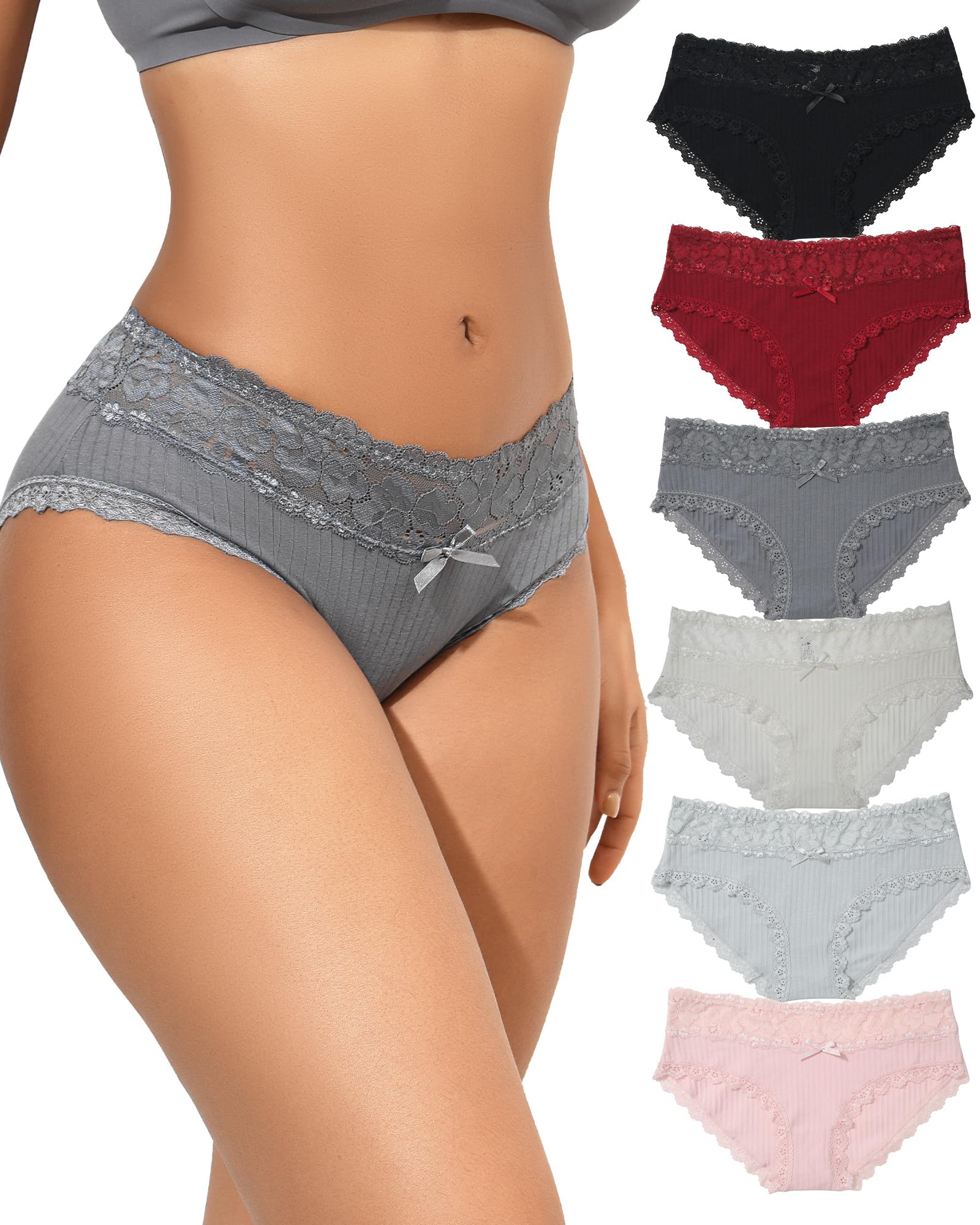 Photo 1 of Aijolen Cotton Underwear for Women Breathable Lace Bikini Panties Ladies Hipster Underpants S-XL
