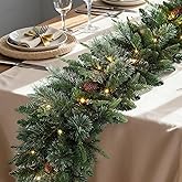 OasisCraft 9FT Christmas Garland with Pine Cones, Prelit Christmas Garland Greenery Outdoor Lighted Pine Garland, Mantle Garland Christmas Holiday Decoration Indoor (Pinecone, 9ft)