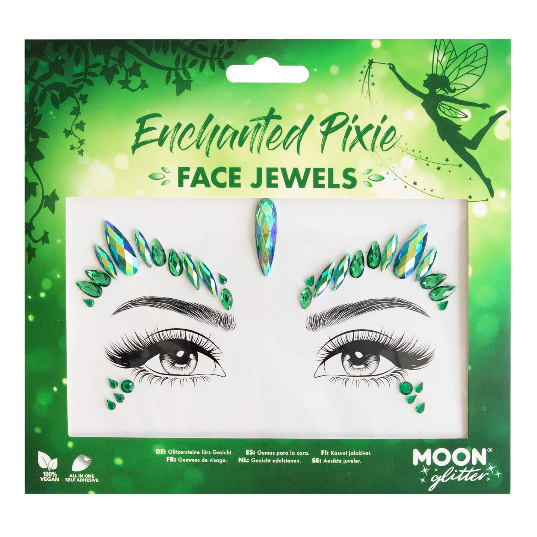 Face Jewels by Moon Glitter - Festival Face Body Gems, Crystal Make up Eye Glitter Stickers, Temporary Tattoo Jewels (Enchanted Pixie)