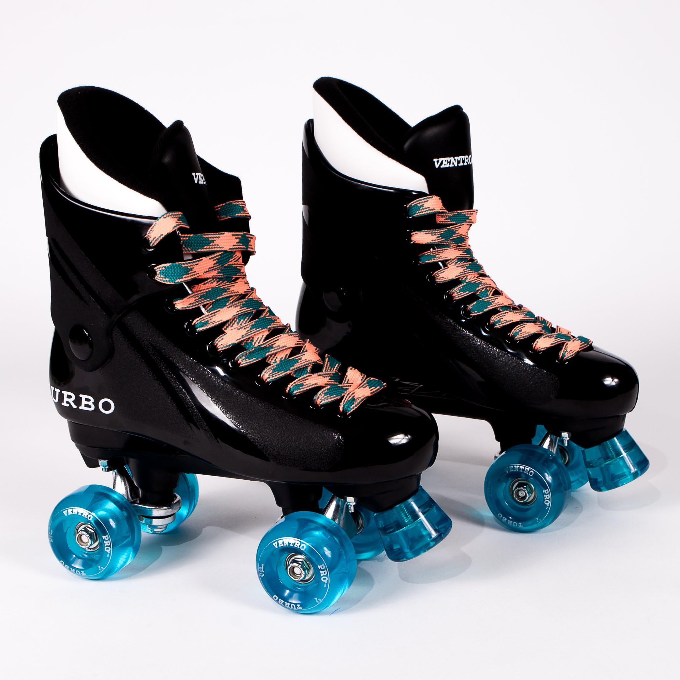 Ventro Pro Turbo Quad Roller Skates - Light Blue and Orange - Customized By Oli's