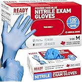 Ready First Aid Nitrile Disposable Gloves, Medical Grade Powder-Free Latex-Free Ambidextrous Examination Gloves Non-Sterile, 