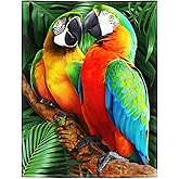 Rstick Parrot Blanket Leaves Birds Macaws Fleece Blanket Soft Fuzzy Plush Throw Blankets for Couch Bed 50"x60"