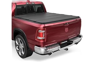 TITANICMOTOR Hard Quad Hinged Aluminum Truck Bed Tonneau Cover Compatible for 2009-2024 Dodge Ram 1500 Fleetside Without Ram Box 5.7FT 67.4Inch