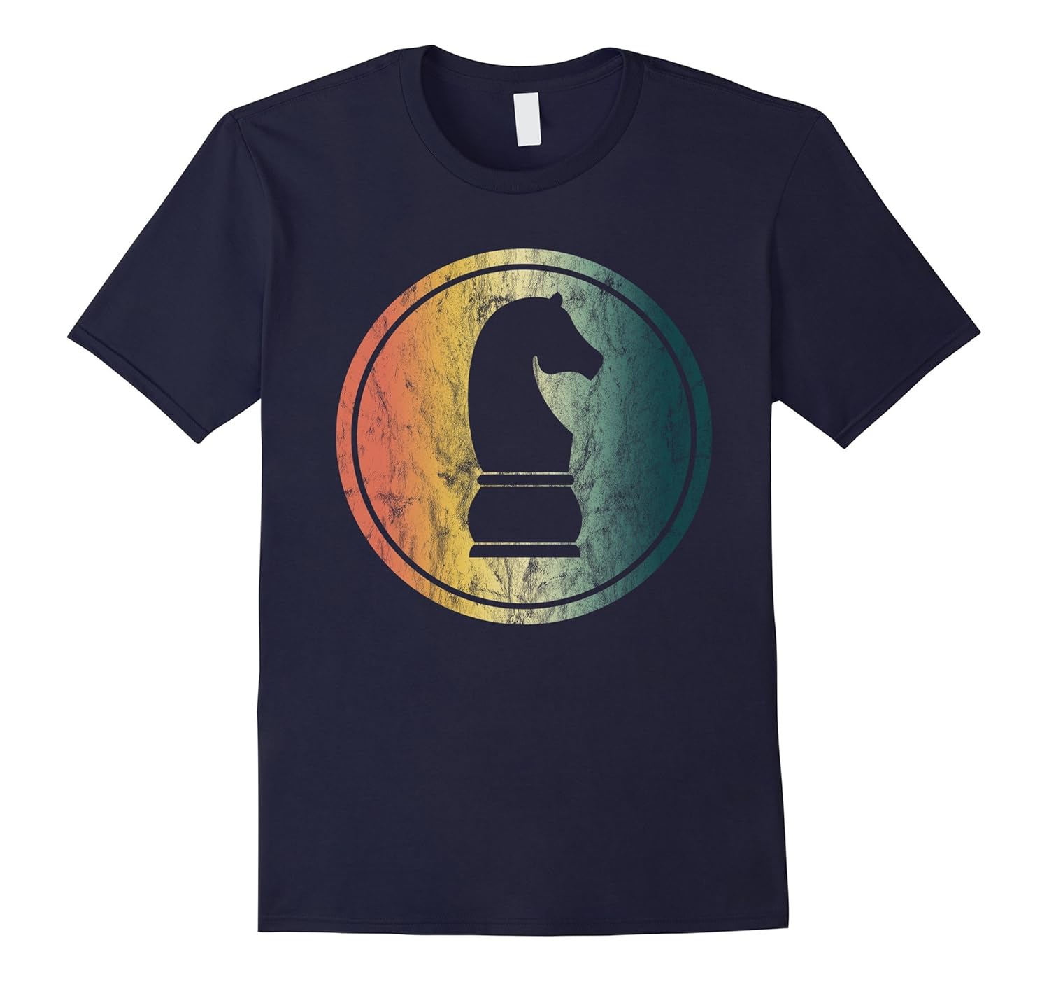 CHESS PIECE KNIGHT T-Shirt Distressed Vintage Retro Design-Rose