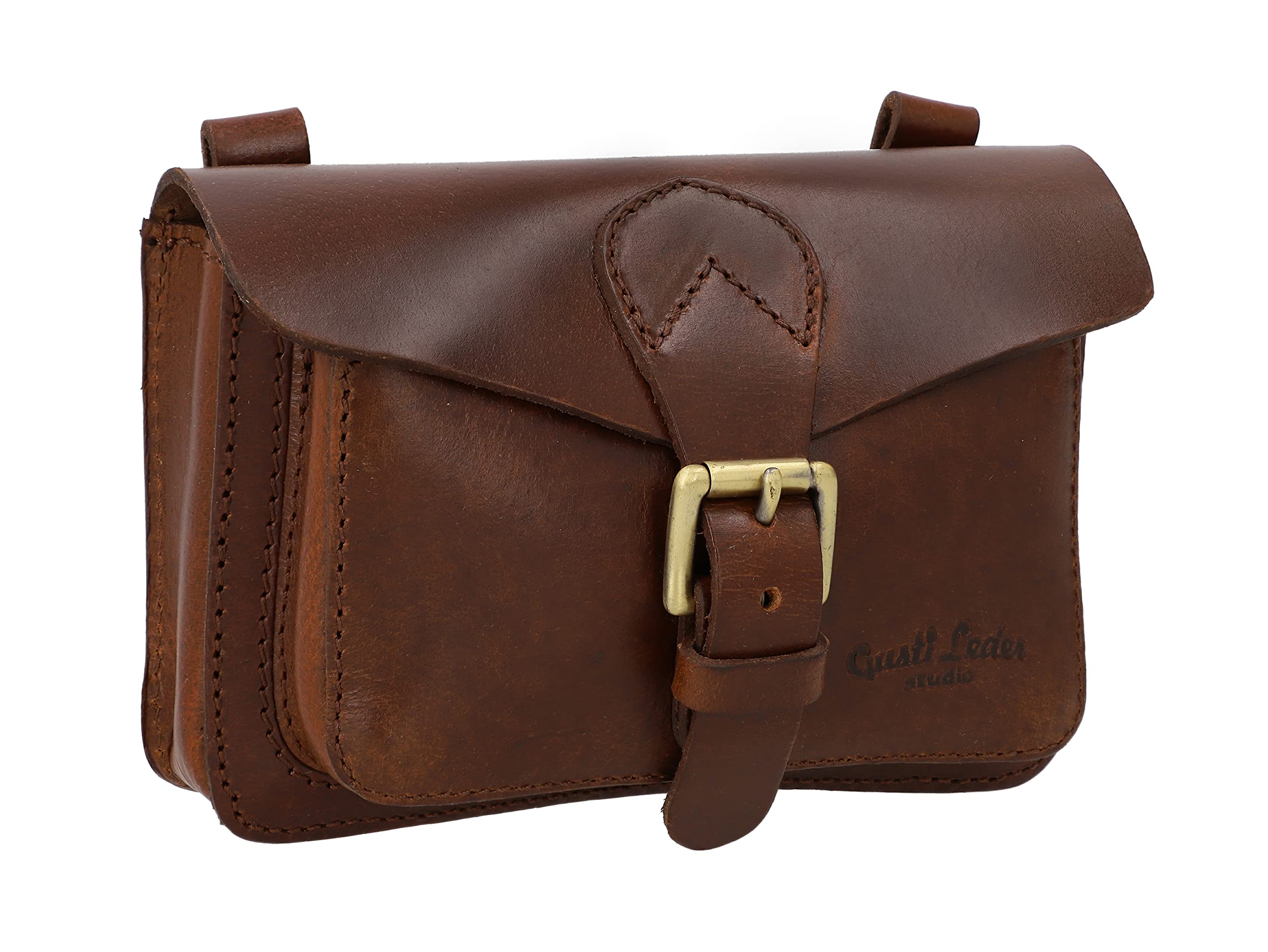 Gusti Antonio M. Saddle Bag Leather Handlebar Bag Anti-Theft Vintage Brown Leather