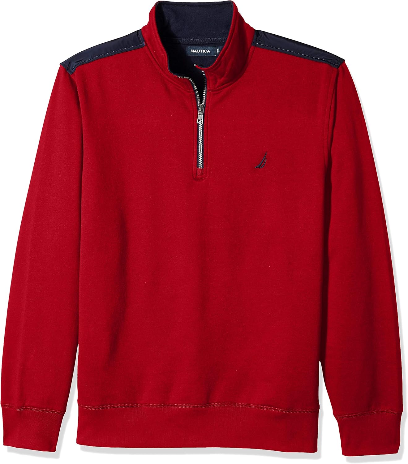 Nautica Men's 1/4 Zip Pieced Fleece Sweatshirt at  Men’s Clothing store