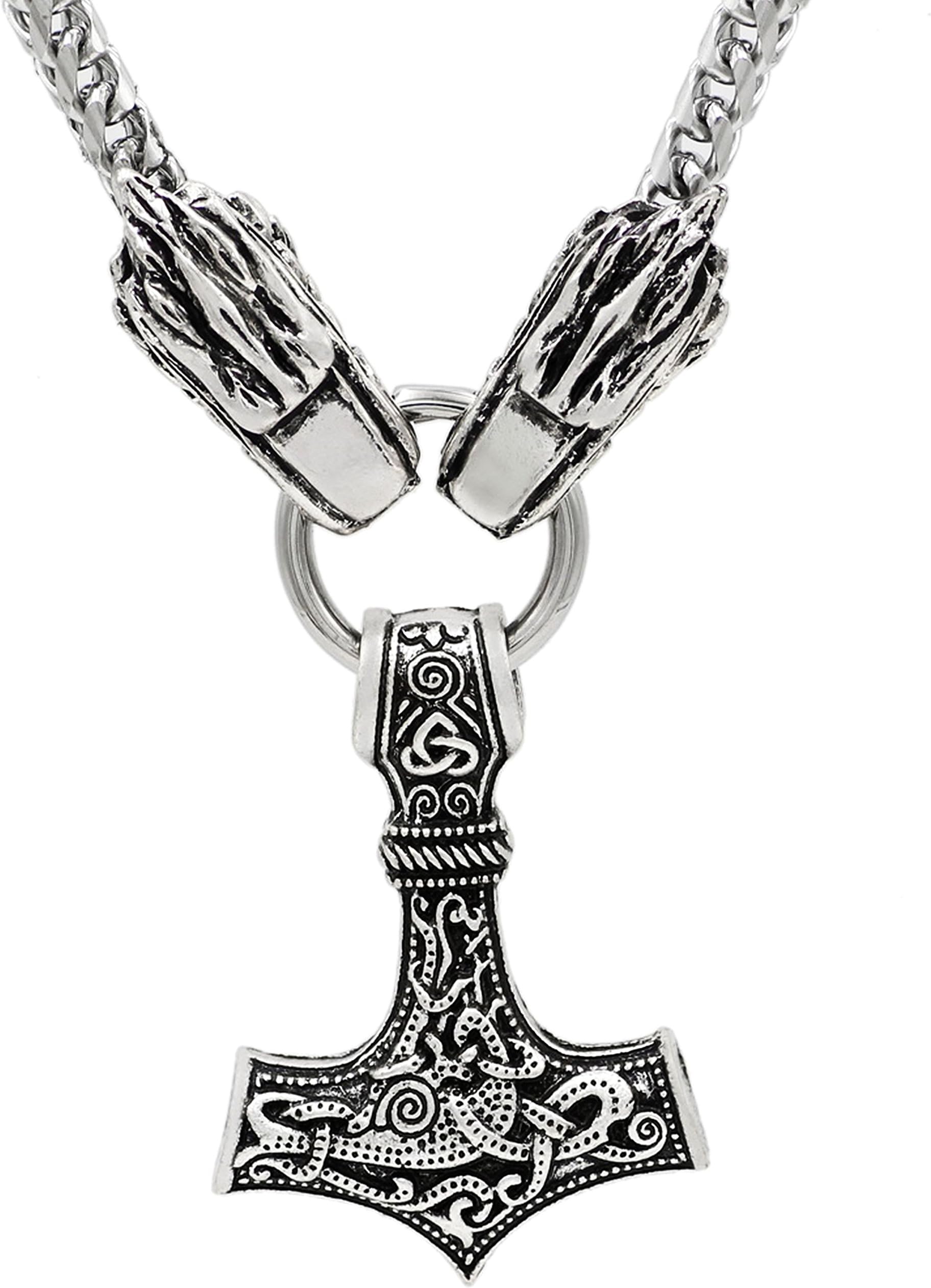 PRETTYROSARY VIKING WOLF PENDANT NECKLACE - YIN YANG PENDANT CELTIC PAGAN ANIMAL WOLF HEAD CHARM NORDIC JEWELRY | NORSE RUNE NECKLACE VIKING AMULET MEN | ODIN'S RAVENS NECKLACES CELTIC Huggin