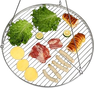DRULINE Grillrost Rund Rostfrei Edelstahl für Schwenkgrill-Feuerschalen 3 Bein BBQ Grill Rost mit Seil 14 mm Stababstand GrillErsatzteile Ø 70 cm