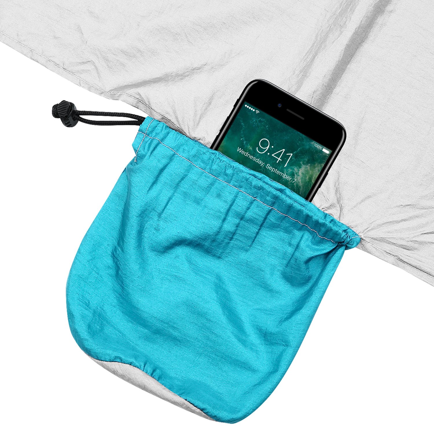 YUEBO Beach Blanket Picnic Blanket Oversized 7\' X 9\' Outdoor Nylon Beach Mat Portable Sand-proof Sand Mat with Six Anchor Pockets (dark blue, 7\' X 9\')