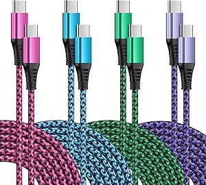 USB C Cable 20W 6FT,SIXSIM 4Pack USB C to USB C Charger Cable 2.0,PD Type C Charging Cable for MacBook Pro 2020,iPad Pro 2021/2020,iPad Air 4,Samsung Galaxy S21 S20 Note20 Ultra 5G,Pixel,Switch,LG V20