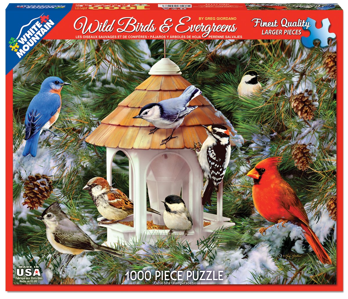 White Mountain Puzzles Wild Birds And Evergreens 1000 Piece Jigsaw Puzzle - 
