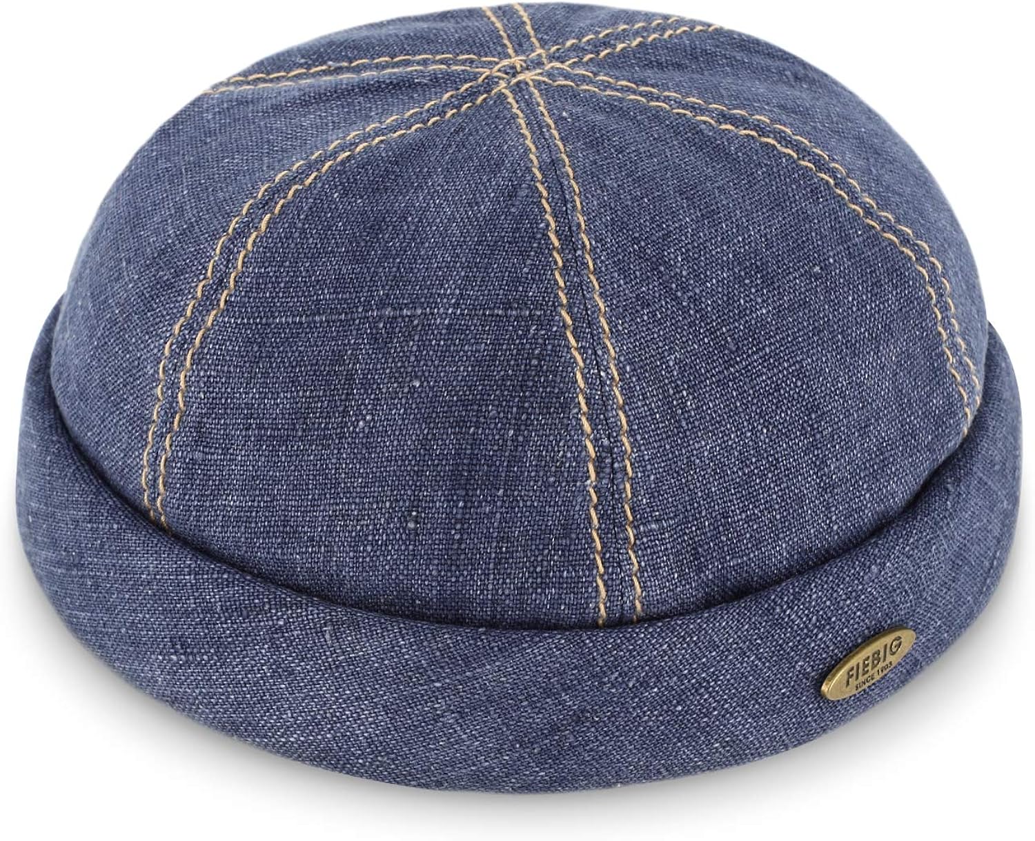 fiebig Docker Cap in Linen Fabric with Rolled Brim Docker hat with