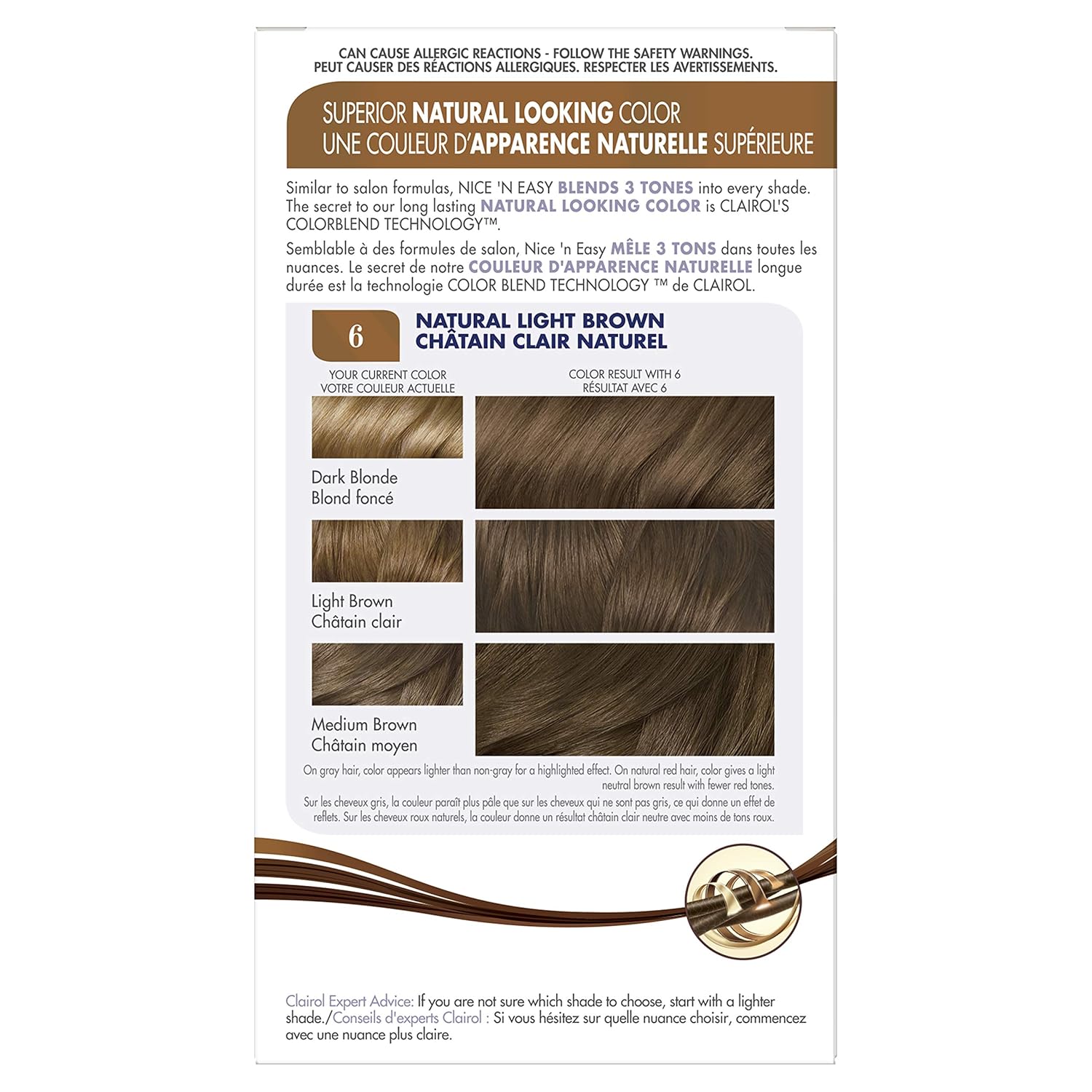Clairol Nice'n Easy Original Permanent Hair Color, 6 Light Brown, 3 Count : Chemical Hair Dyes : Beauty