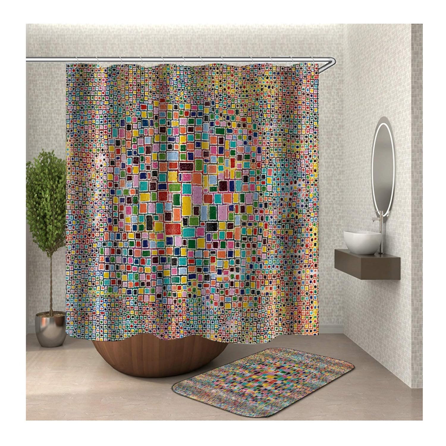 Aooaz Bathroom Shower Curtain Polyester Eco Friendly Waterproof