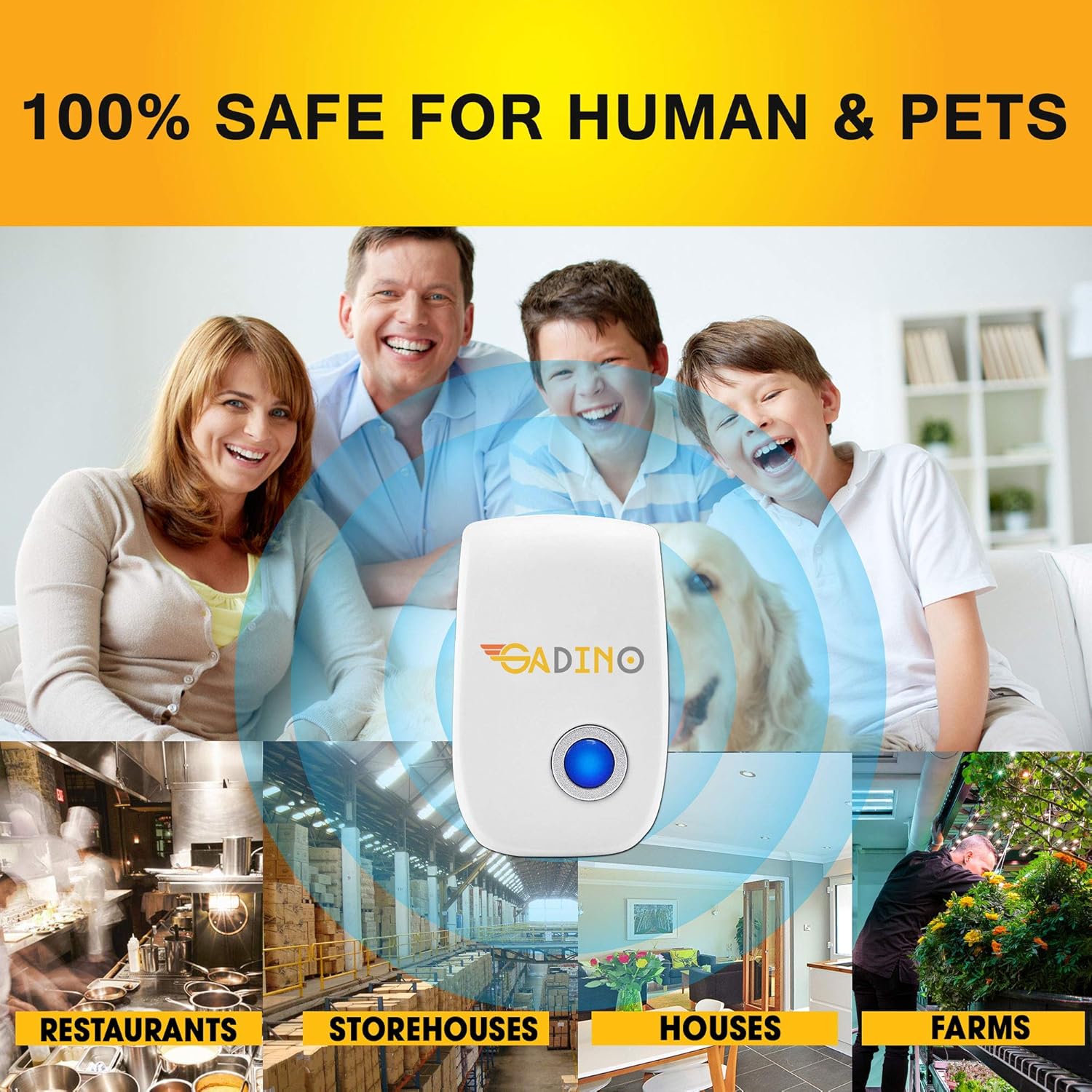 GADINO Ultrasonic Pest Repellent - Indoor Plug, Electronic and Ultrasound Repeller - Insects, Mice, Spiders, Mosquitoes, Bugs Control (Pack of 6): Garden & Outdoor