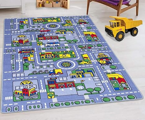 Kinder Autoteppich Mit Stadtkarte Fur Jungen Madchen Kinder Kleinkinder Rutschfester Spielteppich Grau Mehrfarbig Modern 5 By 7 Feet Grau Amazon De Kuche Haushalt Autoteppich Für Kinder
