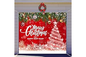 Teenyyou Christmas Garage Door Decorations 7 x 8 ft Christmas Tree Garage Door Banner Merry Xmas Backdrop Cover for Indoor Outdoor Wall Decor
