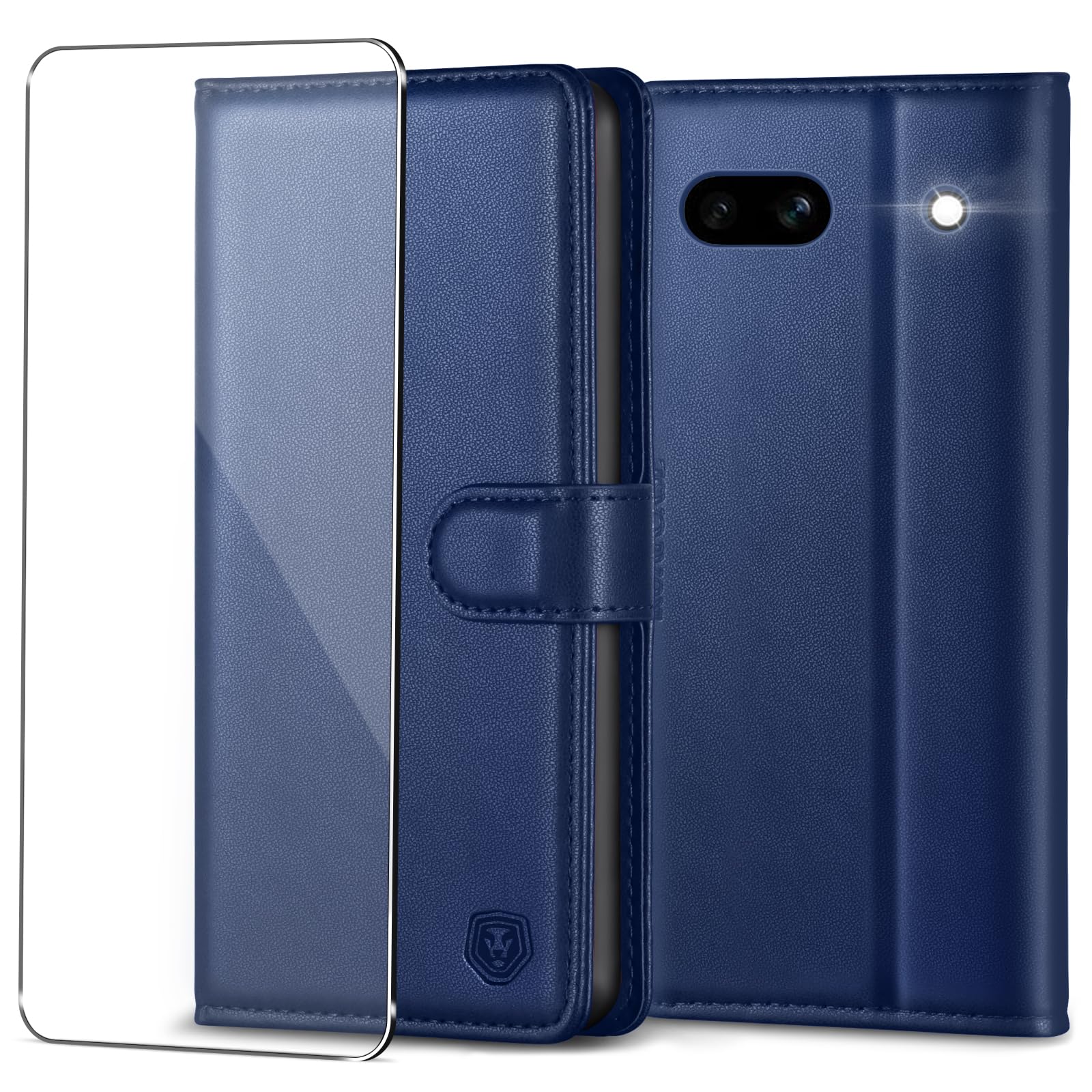 Mobile Phone Case for Google Pixel 7A Case with Tempered Glass Screen Protector Premium PU Leather Pixel 7A Flip Case Wallet Card Slot Stand Magnetic Mobile Phone Case Protective Case for Google Pixel