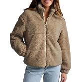 FOMELY Womens Sherpa Fleece Jacket Zip Up Warm Casual Winter Coats | FLeece Sherpa Zip Up Jackets,Fall Outfits,Winter Faux Fur Oversized Teddy Coats,Cute Warm Stand Collar Clothes