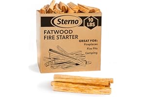 Sterno Fatwood Fire Starter Sticks, 10 lb — All‑Natural Resin‑Rich Pine Wood, Easy to Light, Indoor/Outdoor, Weather Resistant, Sustainably Sourced