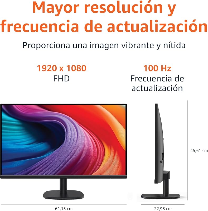 Monitor de 27"/68.6 cm, FHD 1080p, MAX 100 Hz, Compatible con VESA, Altavoces Integrados, Negro