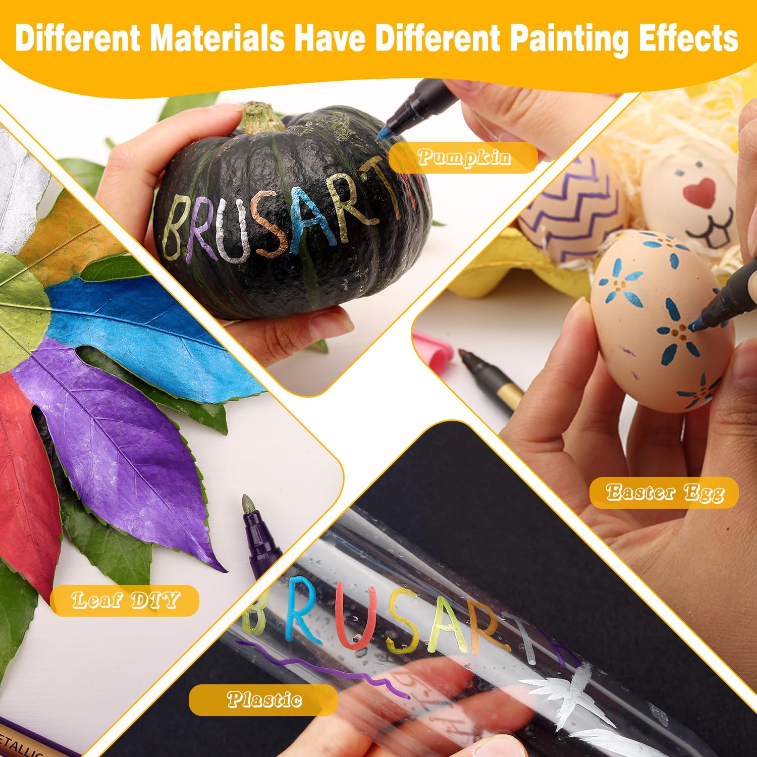 Metallic Marker Pens, 10 Colors Fine Tip Acrylic Paint Pens for Black Paper, Scrapbooking, Photo Album, Rock Painting, Paint Marker for DIY Arts & Crafts, Glass, Wood, Card Making, Scrapbook Supplies