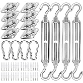 yofit 80Pcs Shade Sail Hardware Kit 6 inch for Triangle Rectangle Sun Shade | Sun Shade Hardware Kit, 304 Grade Stainless Steel Turnbuckles &amp; Brackets for Outdoor Patio Shade Canopy Tarp