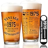 YJGS 50th Birthday Gifts for Men, 1975 Beer Glass 16oz, 50th Birthday Decorations, 50 Year Old Gifts for Men, Mens 50th Anniversary Birthday Gift Ideas, Funny Fathers Day Dad Present