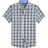Alimens & Gentle Mens Plaid Short Sleeve Button Down Shirts Cotton Regular Fit Casual Gingham Shirts