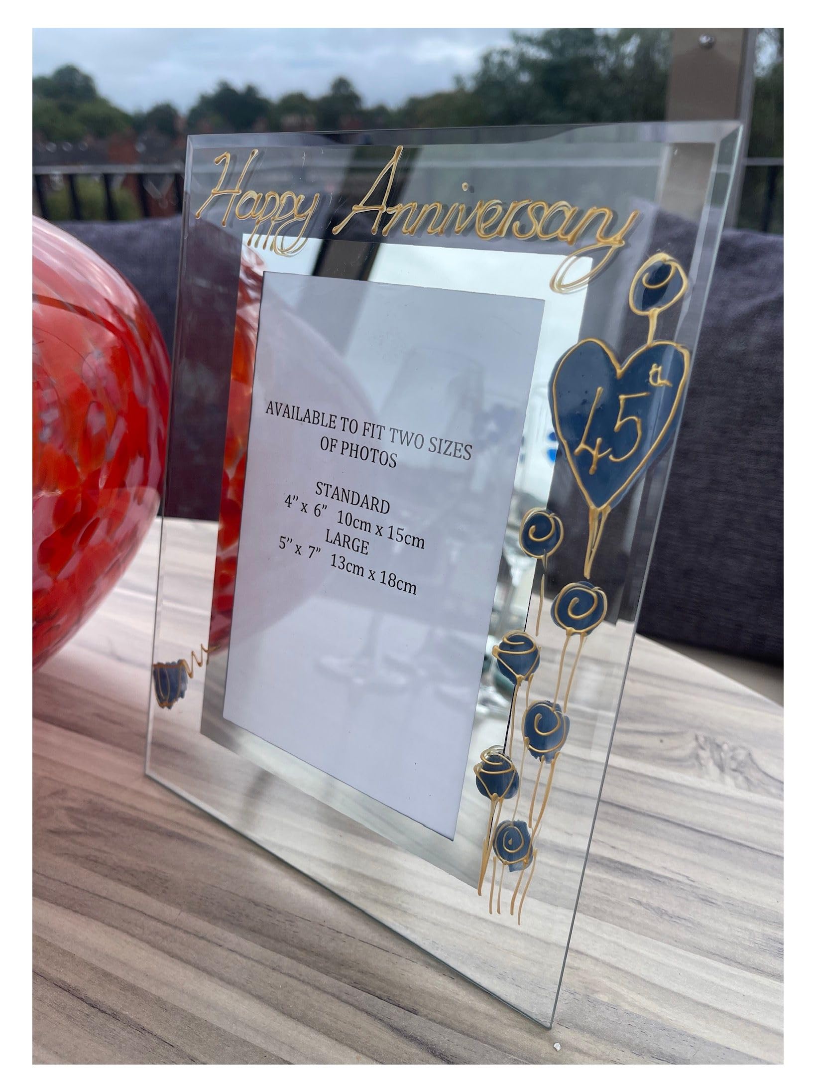 45th Wedding (Sapphire) Anniversary Photo Frame (P) (5x7) Flower