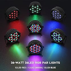 36LEDs RGB Par Lights 4 Pack - 36W LED Par Can