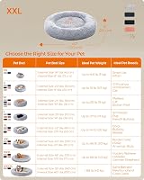 Feandrea Donut Dog Bed 100 cm Grey Fluffy Calming Plush Cover Removable Washable view 6