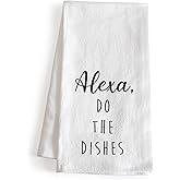 MAINEVENT Alexa Do The Dishes 18x24 Inch White Cotton Kitchen Towel