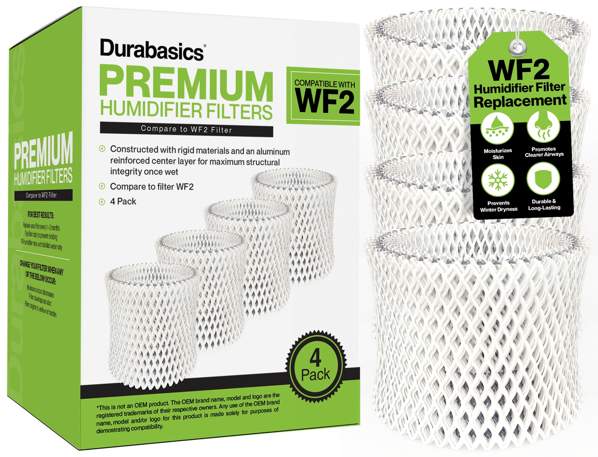 Durabasics [4 Pack] Humidifier Filters Compatible with Vicks Humidifier Filter Replacement - WF2 Humidifier Filter - Compatible with Vicks Starry Night Cool Mist Filters & Kaz Filters