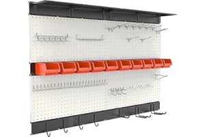 Ultrawall Pegboard Wall Organizer, 48 X 36 inch Garage Storage Pegboard with Hooks Storage Bins Tool Board Panel Tool Organizer, 72pcs