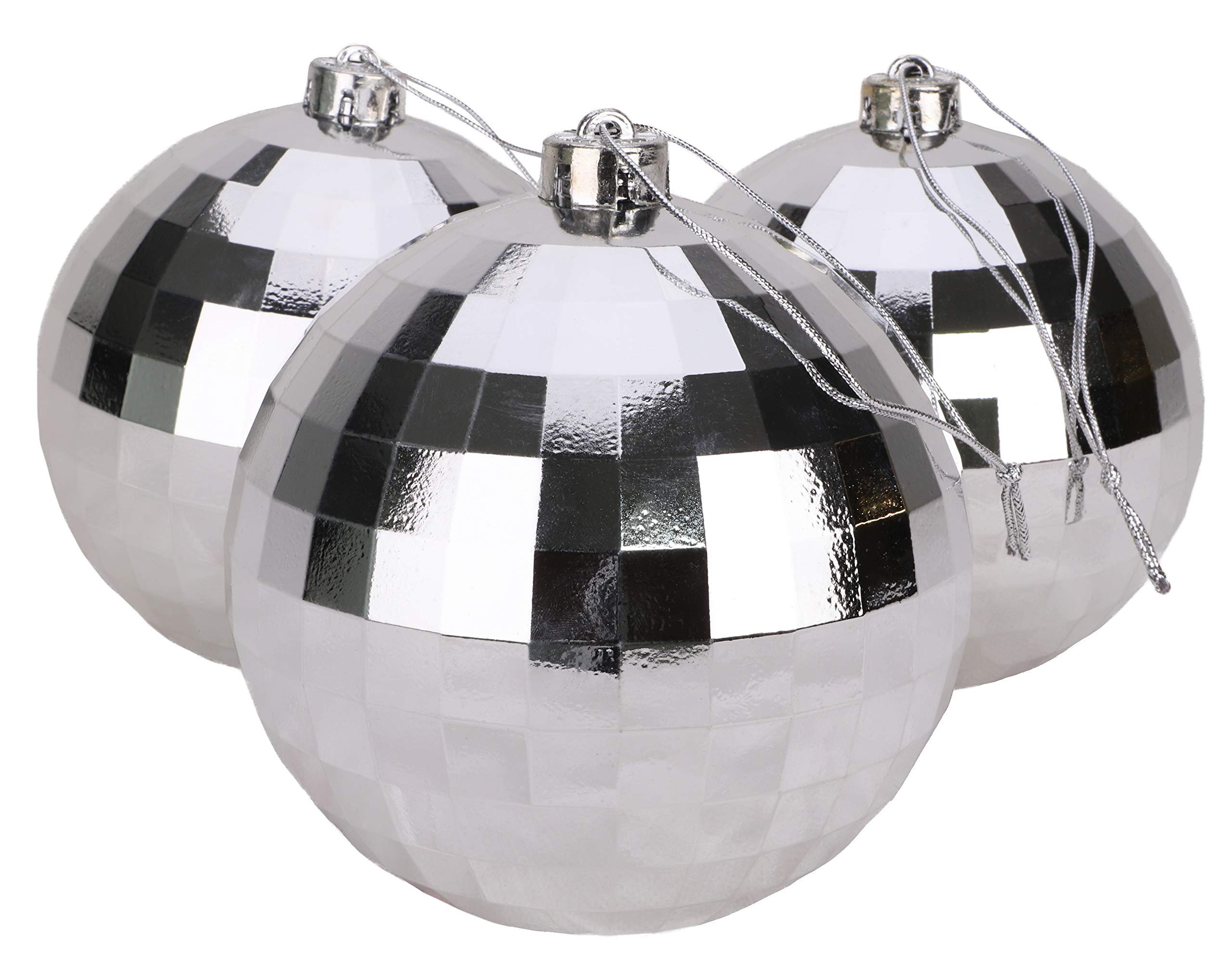 Christmas Concepts® 3-150mm (6") Extra Large Baubles - Shiny, Matte & Glitter Design - Christmas Decorations (DISCO SILVER)