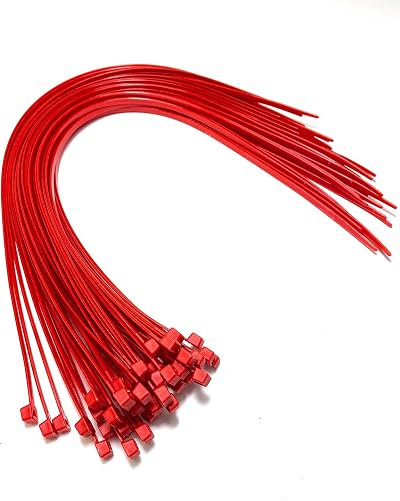 On1shelf Cable Ties 450mm x 4.8mm 22.2kg Red 200 Pack Nylon Zip Ties