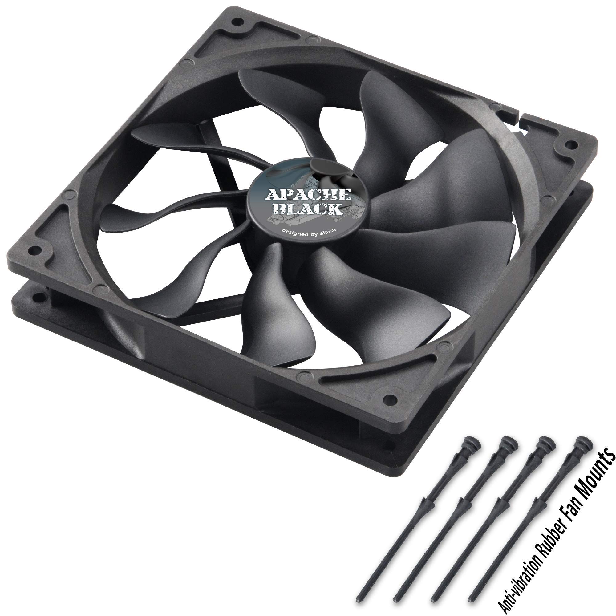 Akasa 140mm APACHE Black | Silent Case Fan | HDB Long Lifespan Bearing | PWM Auto Speed Control | IP-54 Dust & Water Proof | For PCs, Heatsink, CPU cooling and Ventilation | AK-FN062