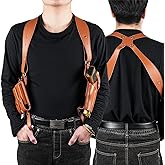 Leather Shoulder Holster fit Glock 1911, Shoulder Holster for Concealed Carry with Double Magazine Holder Fit Glock 1911 and Most Kinds of Pistols