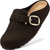 BOSTANTEN Clogs for Women Wide Width Comfortable Suede Mules with Soft Footbed and Arch Support, Cute Slip On Potato Shoes