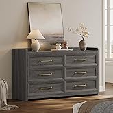 SICOTAS 6 Drawer Dresser for Bedroom - 56.4" Wide Wooden Chest of Drawers, Long Nursery Dresser TV Stand with Drawers, Modern