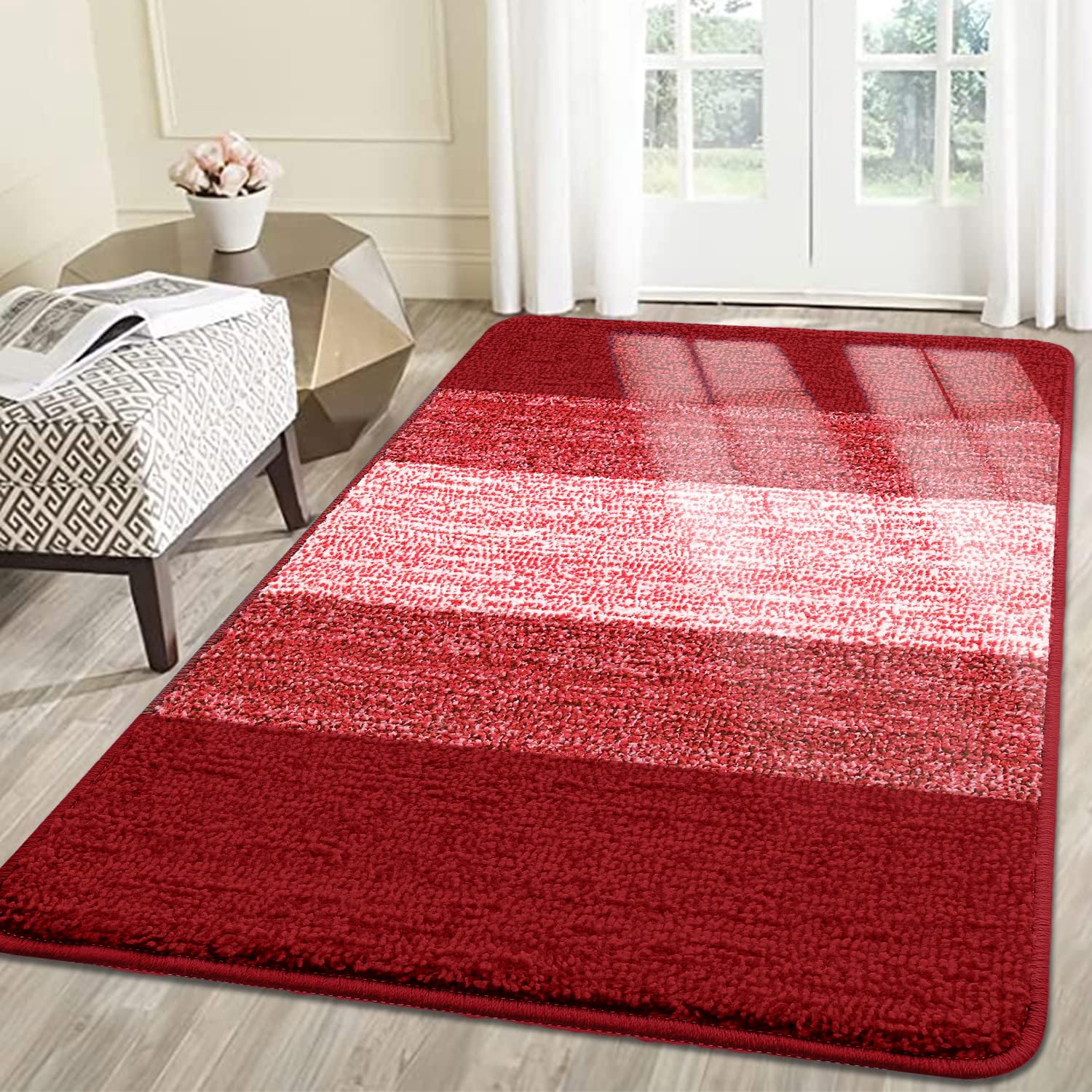 Photo 1 of Smiry Dog Door Mat for Muddy Paws, Absorbs Moisture and Dirt, Low-Profile Entryway Mat with Non-Slip Backing, Entry Indoor Outdoor Doormat for Inside Floor (71x47 Inches, Burgundy)
